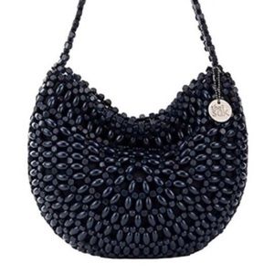 Sak Montana navy wood beaded bag